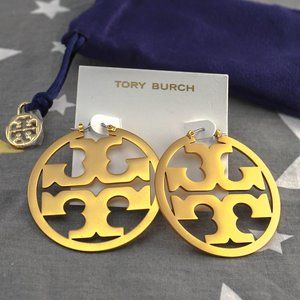 Tory Burch Miller Hoop Statement Matte Gold Earrings (Brand New with Dust Bag)